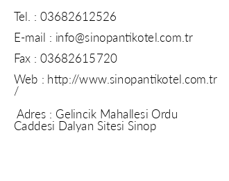 Sinop Antik Hotel iletiim bilgileri